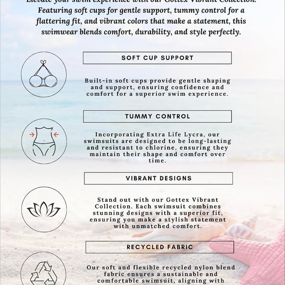 Gottex Women’s Surplice One Piece Bathing Suit Soft Cups and Adjustable Straps - Picture 6 of 9